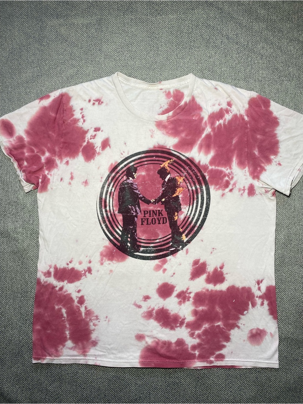 Vintage Style Pink Floyd Hand Tiedye Tee Graphic Band Shirt Distressed VTG
